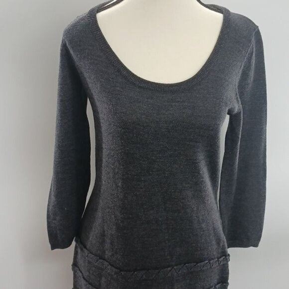 Calvin Klein Knit Dress Gray Shift Winter Fall Stretch Wool Blend Womens Size S - Picture 2 of 7